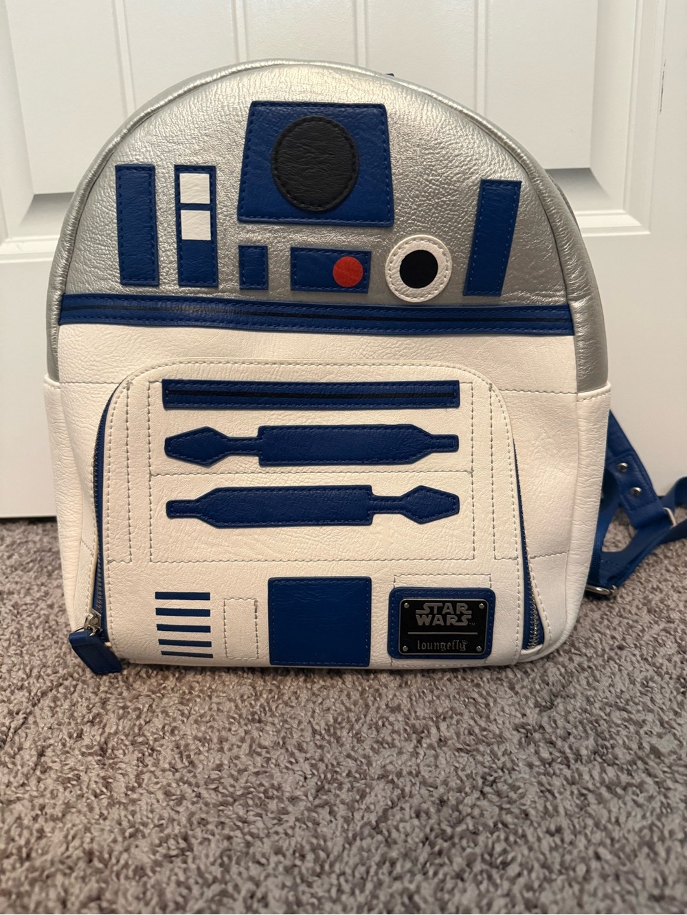 Loungefly Star Wars R2-D2 Kids Backpack – White, Blue & Silver